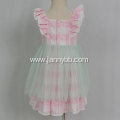 boutique embroidery pink check baby girl dress